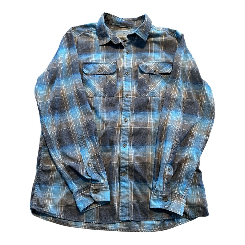 Royal Robbins Lost Coast Plaid Shirt Men’s UPF 50 Travel Large Nylon Outdoors
